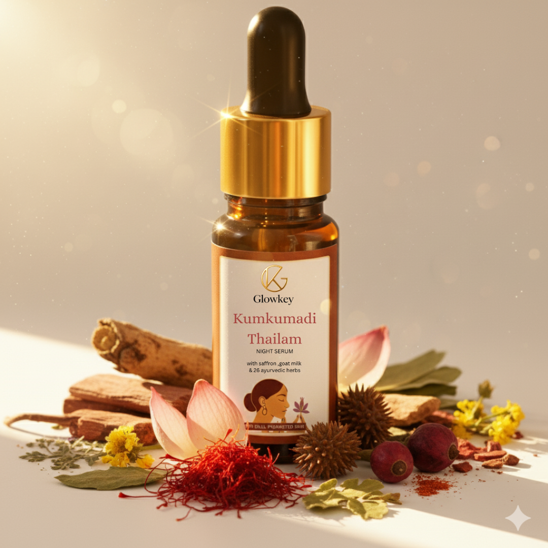 Kumkumadi Thailam Oil | For Dull & Pigmented Skin | Made with 26 Ayurvedic Herbs