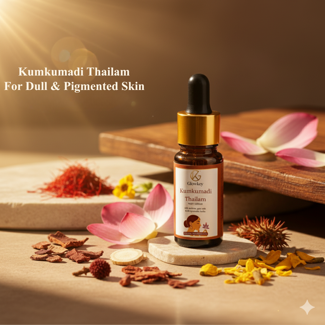 Kumkumadi Thailam Oil | For Dull & Pigmented Skin | Made with 26 Ayurvedic Herbs