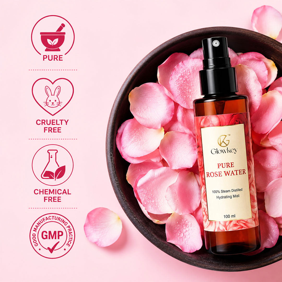 100% Pure Rose Water — Steam-Distilled Toner & Face Mist