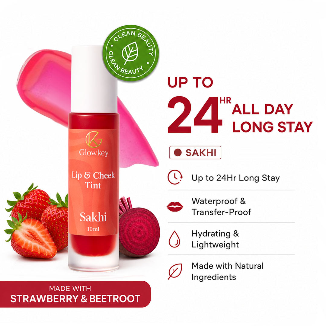 Lip & Cheek Tint - Long Lasting, Waterproof, Smudge Proof - Easy Roll On Application