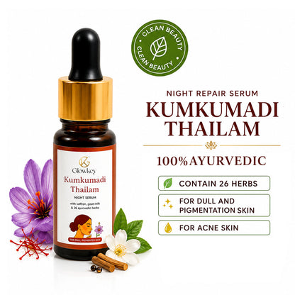 Kumkumadi Thailam Oil | For Dull & Pigmented Skin | Made with 26 Ayurvedic Herbs
