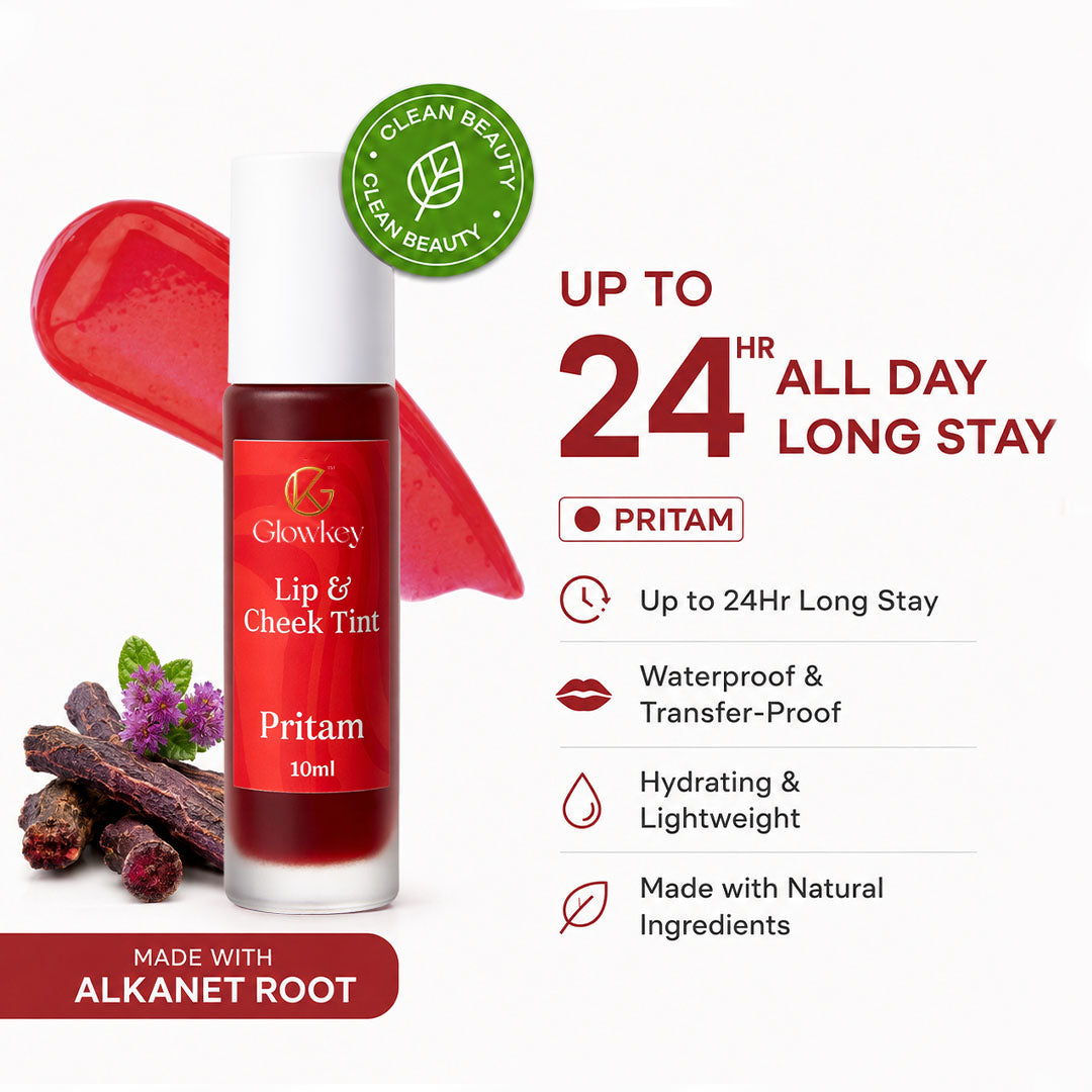 Lip & Cheek Tint - Long Lasting, Waterproof, Smudge Proof - Easy Roll On Application