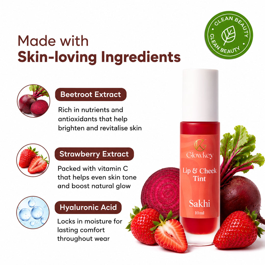 Lip & Cheek Tint - Long Lasting, Waterproof, Smudge Proof - Easy Roll On Application