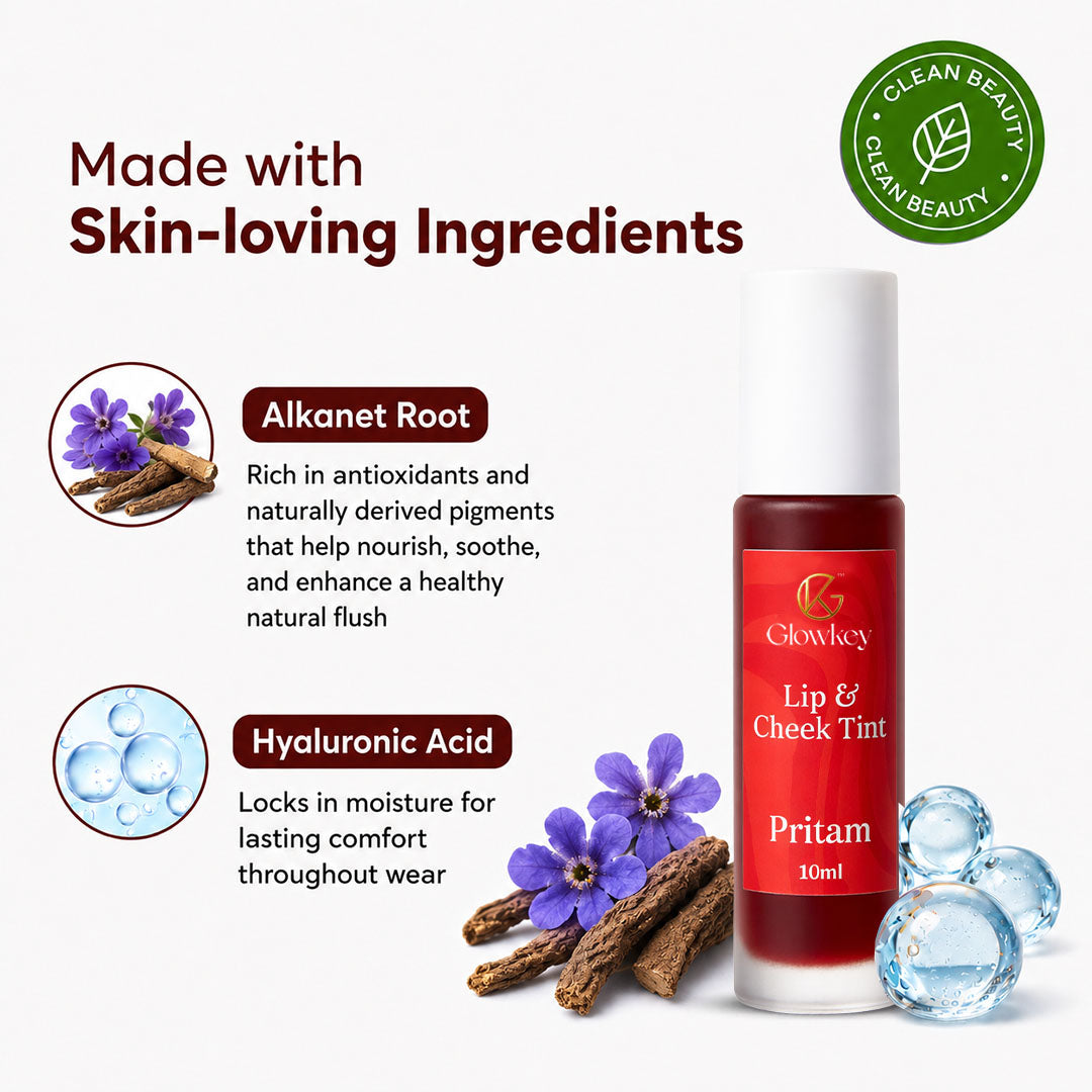 Lip & Cheek Tint - Long Lasting, Waterproof, Smudge Proof - Easy Roll On Application