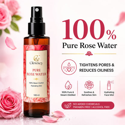 100% Pure Rose Water — Steam-Distilled Toner & Face Mist