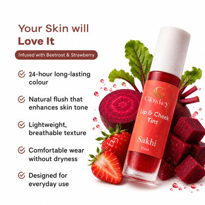 Lip & Cheek Tint - Long Lasting, Waterproof, Smudge Proof - Easy Roll On Application