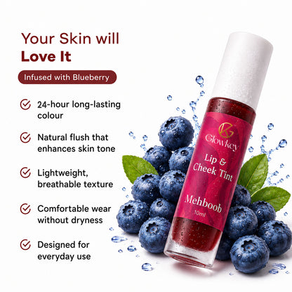 Lip & Cheek Tint - Long Lasting, Waterproof, Smudge Proof - Easy Roll On Application