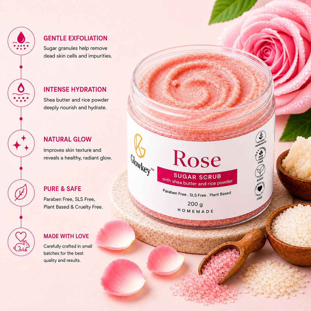 Rose Sugar Scrub —  Body & Face Scrub for Tan Removal & Smooth Skin