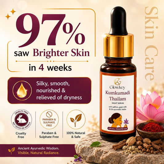 Kumkumadi Thailam Oil | For Dull & Pigmented Skin | Made with 26 Ayurvedic Herbs