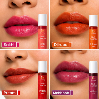 Lip & Cheek Tint - Long Lasting, Waterproof, Smudge Proof - Easy Roll On Application