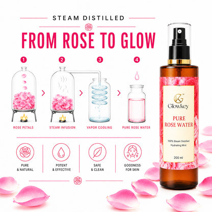 100% Pure Rose Water — Steam-Distilled Toner & Face Mist
