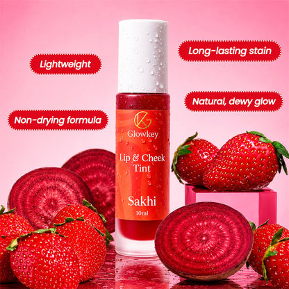 Lip & Cheek Tint - Long Lasting, Waterproof, Smudge Proof - Easy Roll On Application
