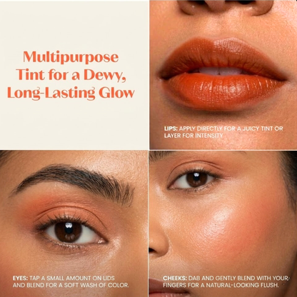 Lip & Cheek Tint - Long Lasting, Waterproof, Smudge Proof - Easy Roll On Application