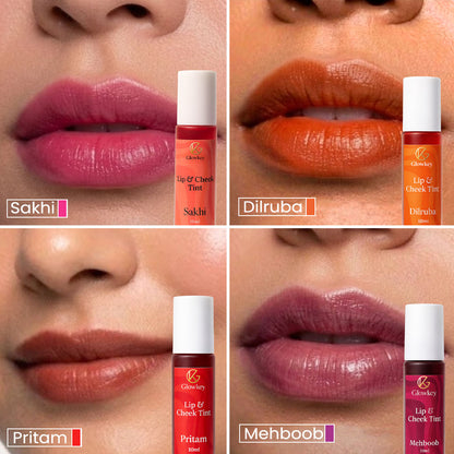 Lip & Cheek Tint - Long Lasting, Waterproof, Smudge Proof - Easy Roll On Application- Buy 4 @999/-