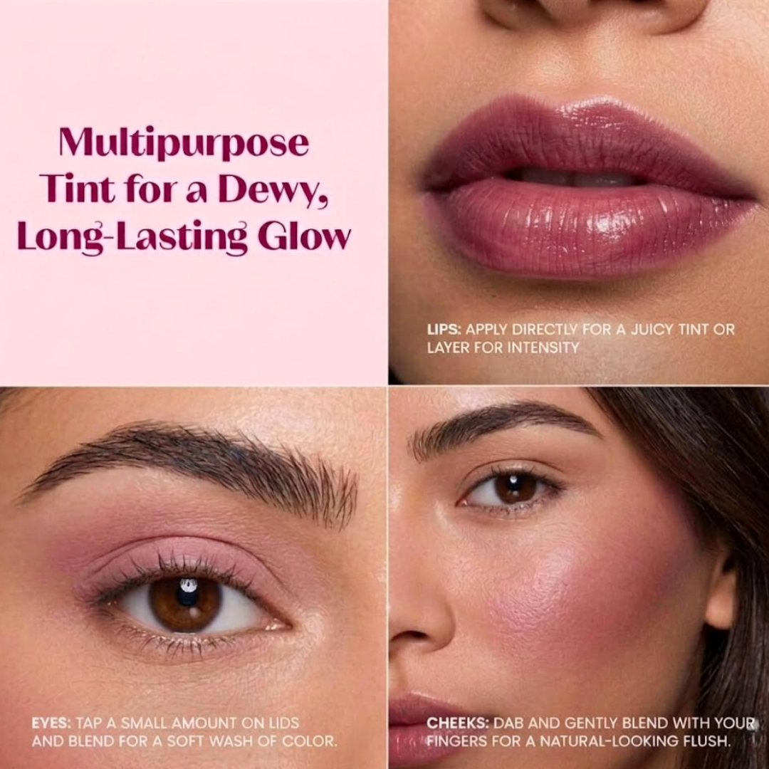 Lip & Cheek Tint - Long Lasting, Waterproof, Smudge Proof - Easy Roll On Application